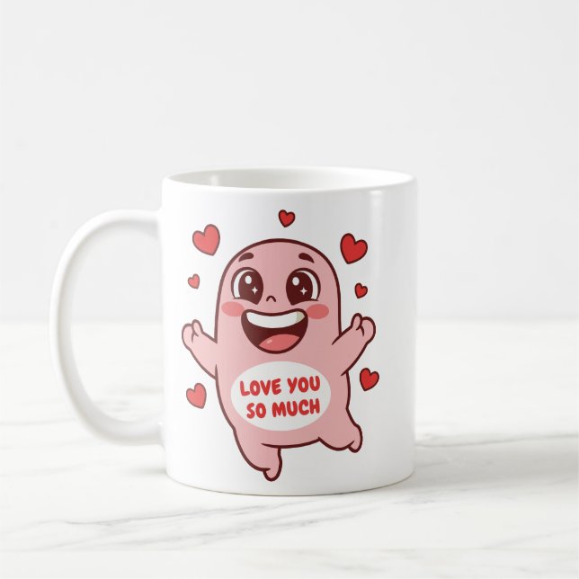 Taza De Café Cute Pink Monster Love You So Much Art (Izquierda)