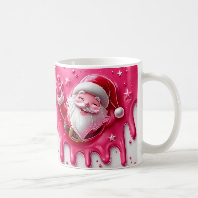 Taza De Café Cute Pink Santa Christmas Mug | Cozy Winter Mug (Derecha)