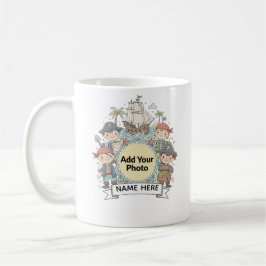 Taza De Café Cute Pirate Adventure Custom Photo  Name Kids Mug