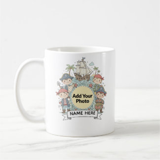 Taza De Café Cute Pirate Adventure Custom Photo  Name Kids Mug