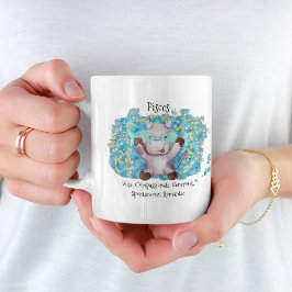 Taza De Café Cute Pisces Acuarela Bull Zodiac Monograma