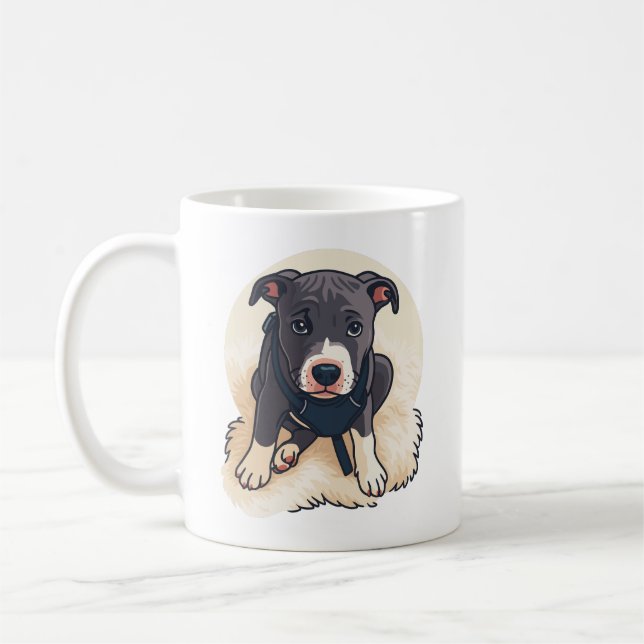 Taza De Café Cute Pitbull Puppy Dog Cartoon Design (Izquierda)