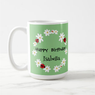 Taza De Café Cute Polka dot Ladybug Daisy Flower Birday Party