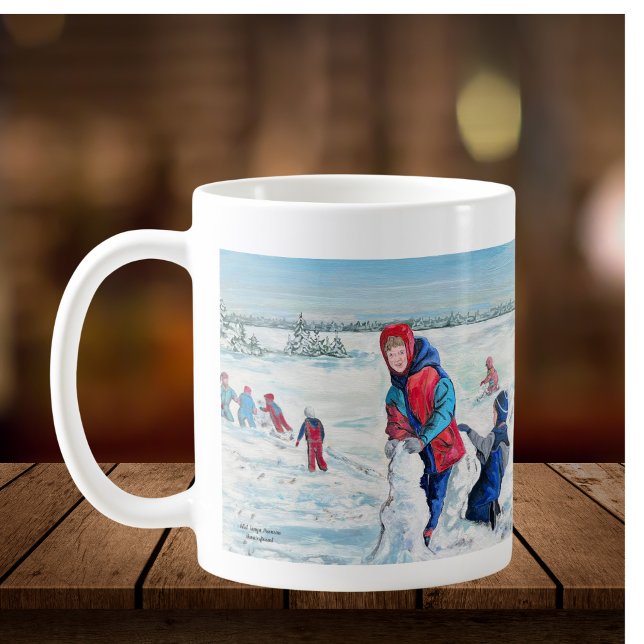 Taza De Café Cute primera escena de invierno de nevada (Classic Winter Landscape and Holiday Scene.)