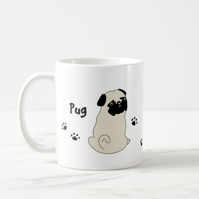 Taza De Café Cute pug mug かわいいパグのイラストのマグカップ (Izquierda)