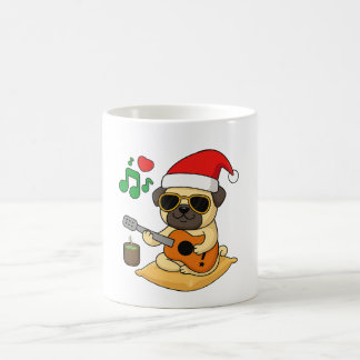 Taza De Café Cute Pug Playing Guitar Christmas Gift