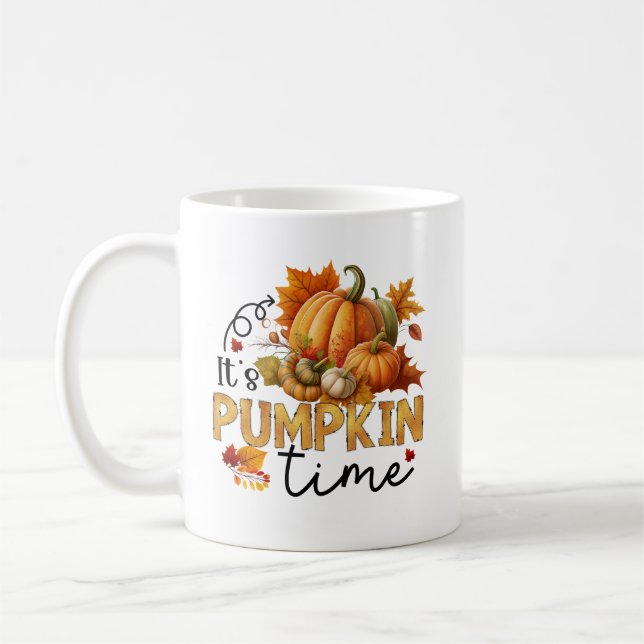 Taza De Café Cute pumpkin time word art Seasonal (Izquierda)