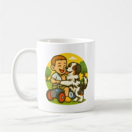 Taza De Café Cute Puppy and Kid Playtime