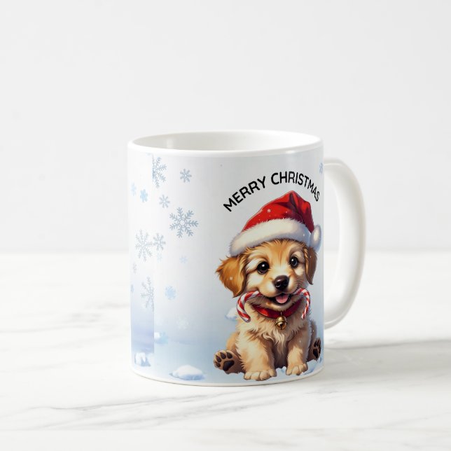 Taza De Café Cute Puppy Christmas Golden Retriever Holiday (Anverso derecho)