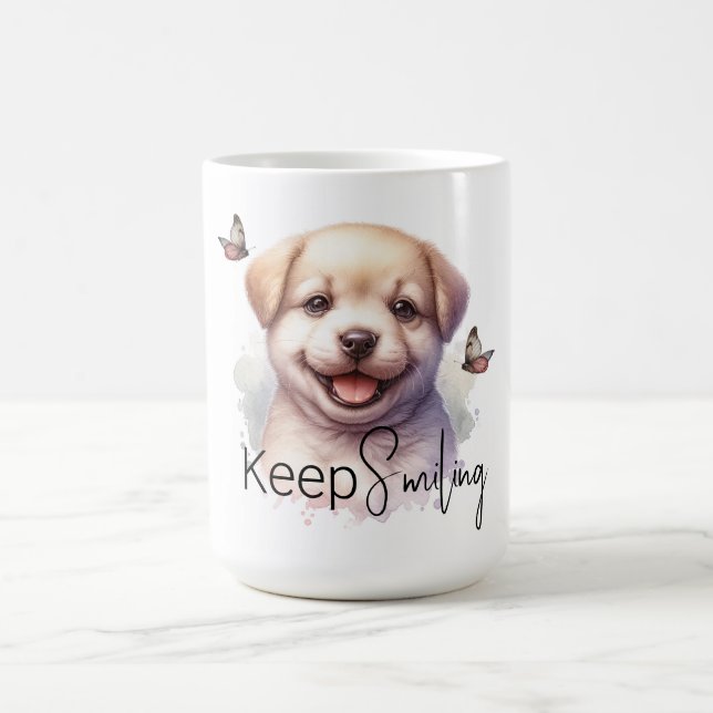 Taza De Café Cute Puppy Sigue Sonriendo Personalizado Mug (Centro)