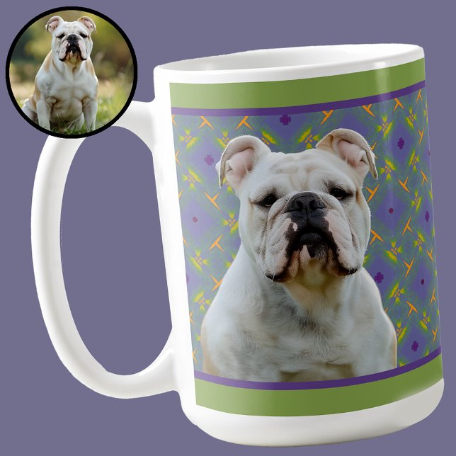 Taza De Café Cute Purple Modern Photo Gift for Puppy Dog Mom (Subido por el creador)