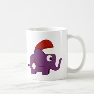 Taza De Café Cute Purple Santa Elephant