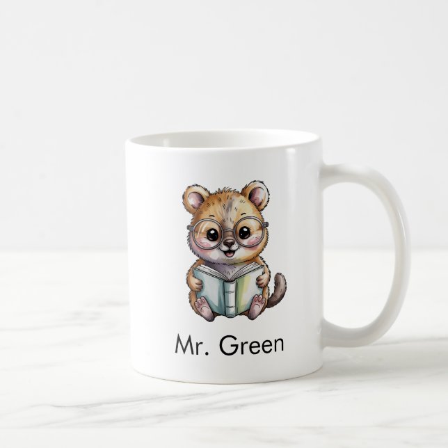 Taza De Café Cute Quokka Reading a Book Custom (Derecha)
