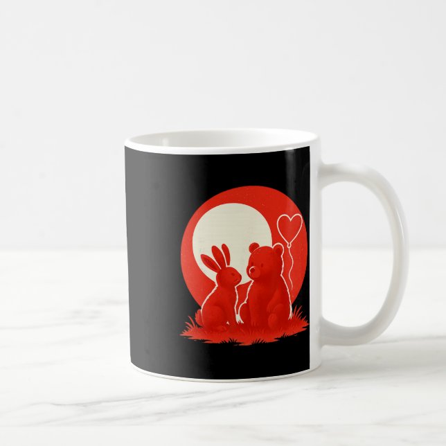 Taza De Café Cute Rabbit Bear Couple Valentine's Day Lovers  (Derecha)