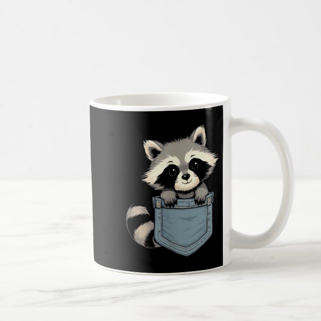 Taza De Café Cute Raccoon Cket Funny For Mens Womens Kids Racco (Derecha)