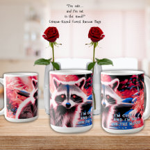 Cute Raccoon En El Bosque Rojo Por Stream 15 oz.