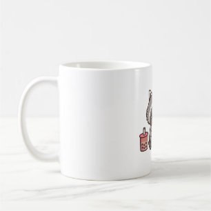 Taza De Café Cute Raccoon Love Comer Pizza