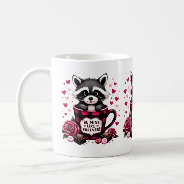 Taza De Café Cute Raccoon Valentine Buffalo Testético (Izquierda)