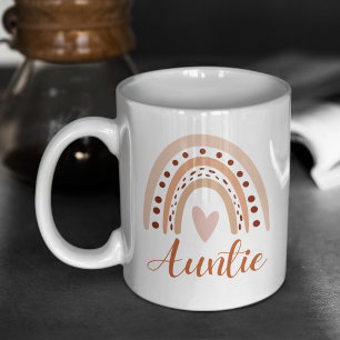 Taza De Café Cute Rainbow Boho Heart Auntie Cute