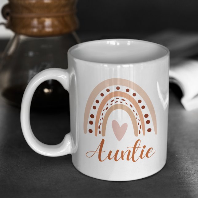 Taza De Café Cute Rainbow Boho Heart Auntie Cute (Subido por el creador)