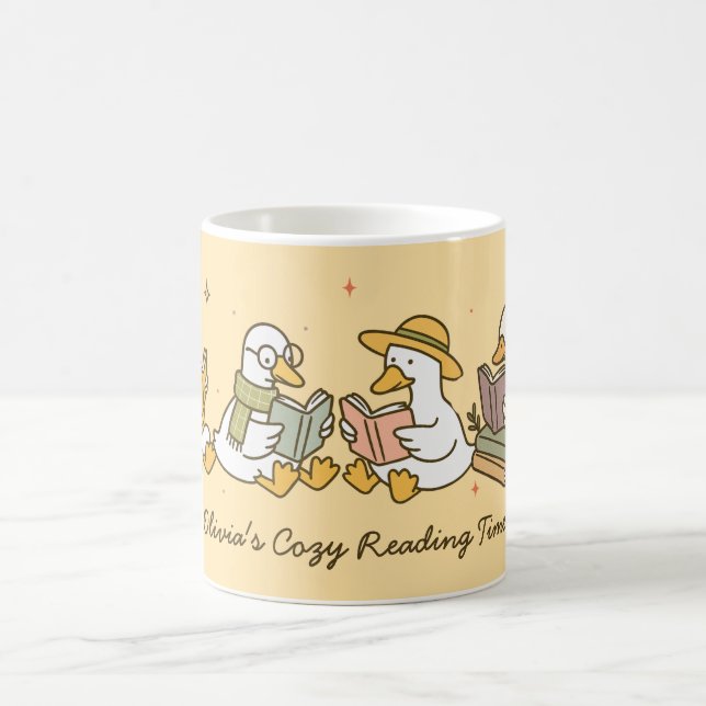 Taza De Café Cute Reading Goose Mug (Centro)