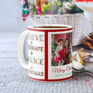Taza De Café Cute Red Green Christmas Pattern