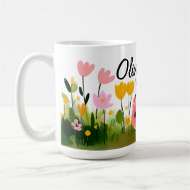 Taza De Café Cute Red Ladybug Girl's Name Wildflowers