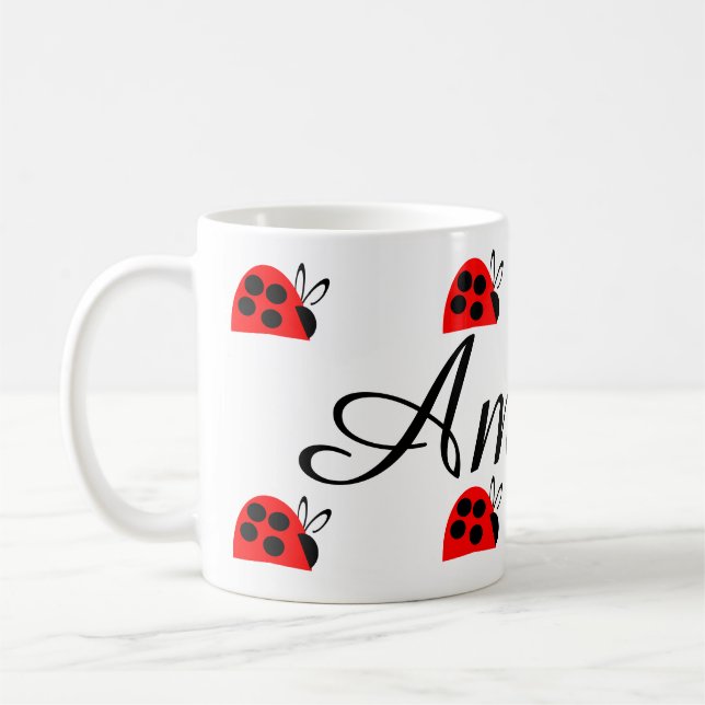 Taza De Café Cute Red Ladybug Personalizado (Izquierda)