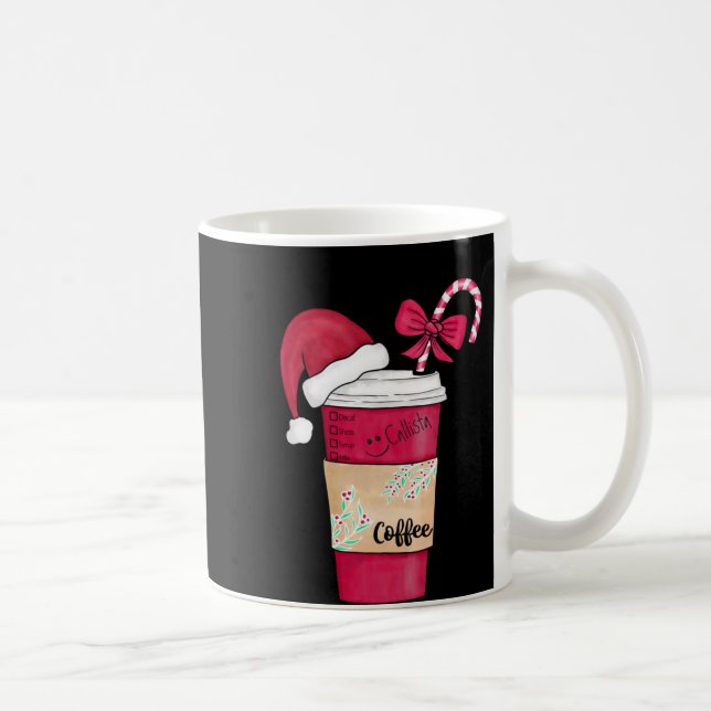 Taza De Café Cute Red Santa Hat Coffee Candy Cane Christmas T S (Derecha)