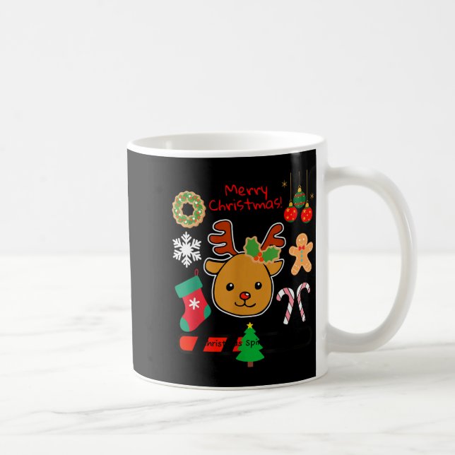 Taza De Café Cute Reindeer Christmas Cartoon Holiday Festive Ar (Derecha)