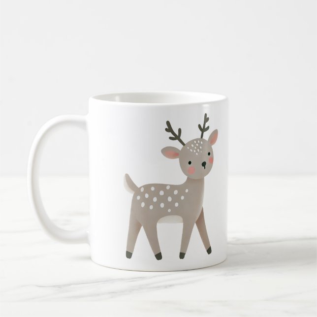 Taza De Café Cute Reindeer Drawing Christmas (Izquierda)