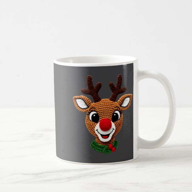 Taza De Café Cute Reindeer Rudolph Crochet Xmas Pajamas Holiday (Derecha)