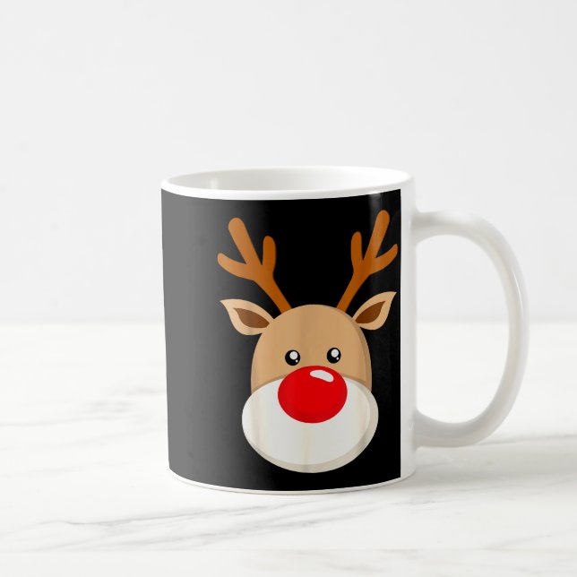 Taza De Café Cute Reindeer Rudolph Red Nose Christmas Antlers  (Derecha)