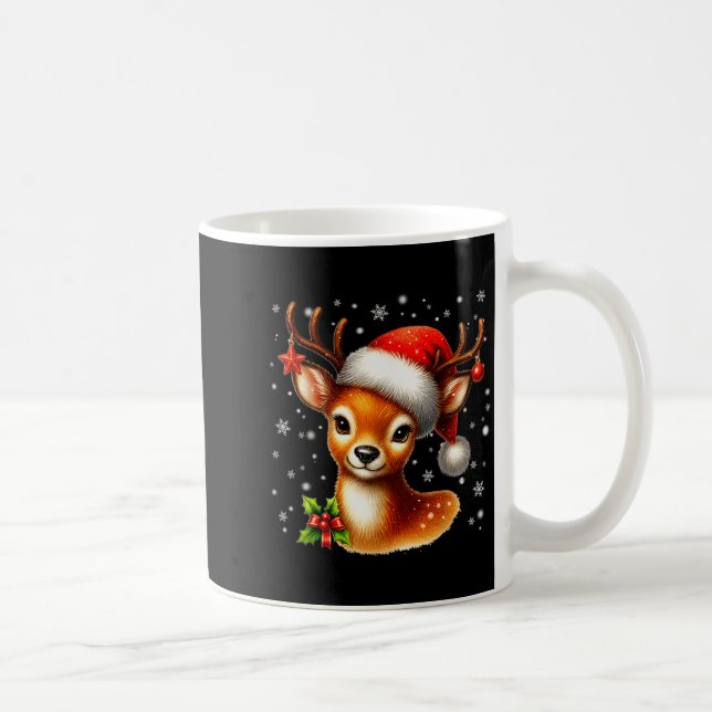 Taza De Café Cute Reindeer Santa Hat Rednose Christmas Xmas Wom (Derecha)