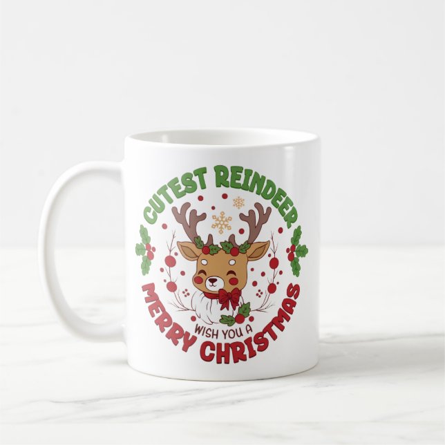 Taza De Café Cute Reindeer Wish You A Merry Christmas (Izquierda)