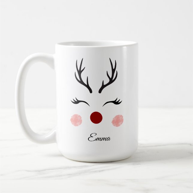 Taza De Café Cute Reno de Navidad  (Izquierda)