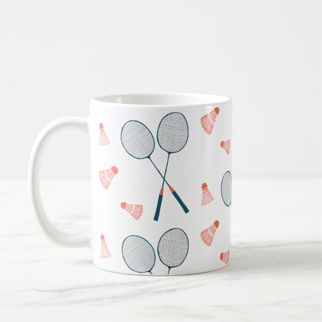 Taza De Café Cute Retro Badminton Birdie Racquet Shuttlecock (Izquierda)