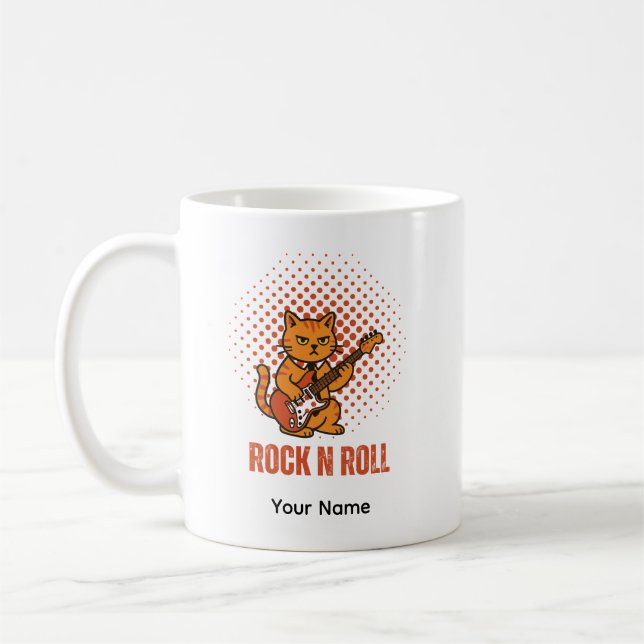 Taza De Café Cute Rock Cat Personalizable Mug (Izquierda)