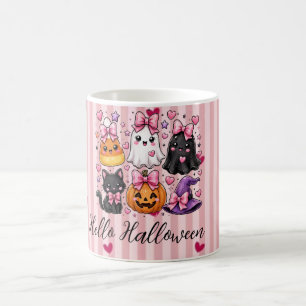Taza De Café Cute Rosa Rayado Personajes de Hello Halloween Lat