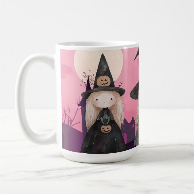 Taza De Café Cute Rosa Whimsical Witness Personalizado Hallowee (Izquierda)