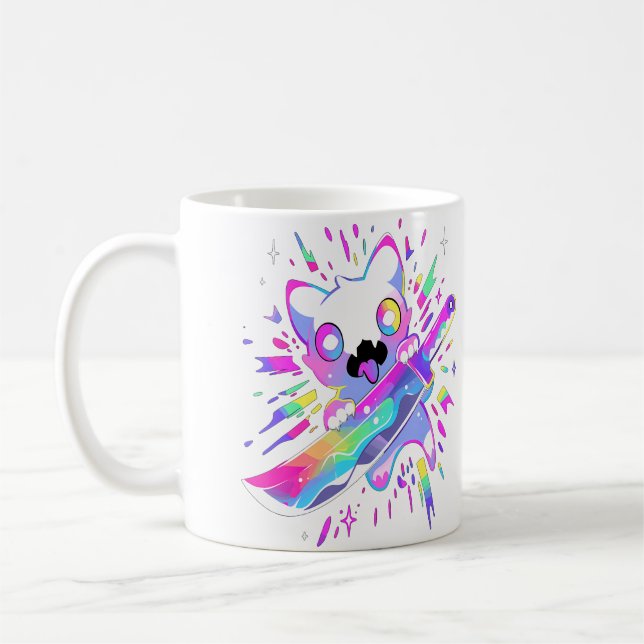 Taza De Café Cute Samurai Party Cat Edm Festival Rave (Izquierda)