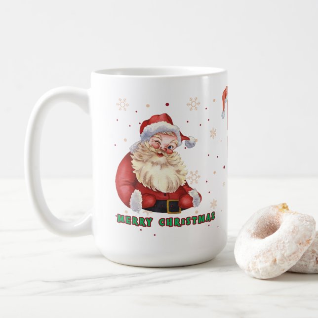 Taza De Café Cute Santa 15 oz Mug (Con donut)