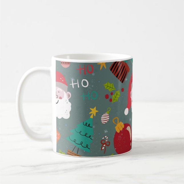 Taza De Café Cute Santa and Christmas Pattern (Izquierda)