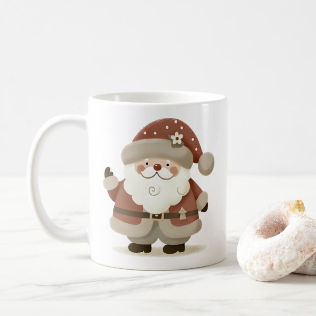 Taza De Café Cute Santa Claus & Drawing Christmas (Con donut)