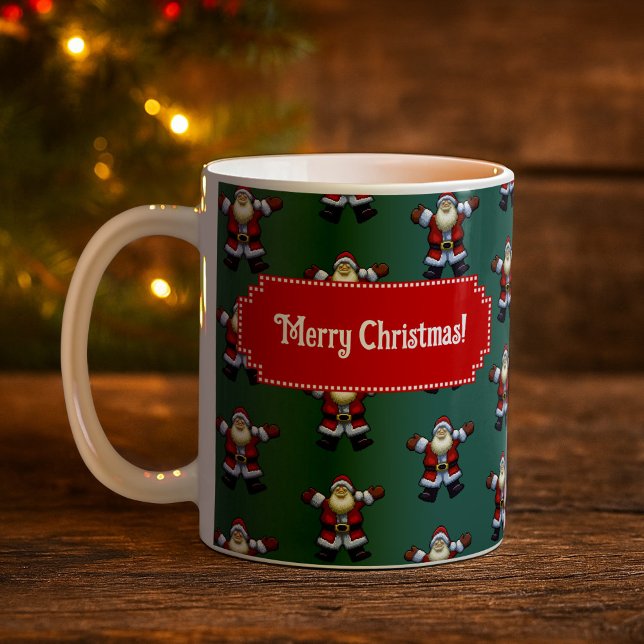 Taza De Café ¡Cute Santa Feliz Navidad! Patrón de Papá Noel (Subido por el creador)