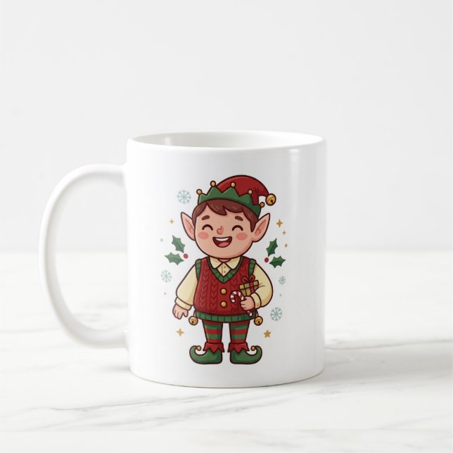 Taza De Café Cute Santa’s Elf Christmas Mug (Izquierda)