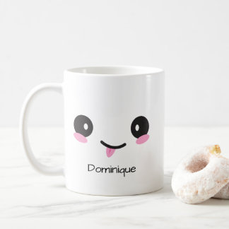 Taza De Café Cute Sassy Kawaii Face - Customizable Name Mug