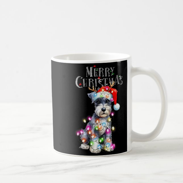 Taza De Café Cute Schnauzer Christmas Lights Xmas Dog Santa Hat (Derecha)