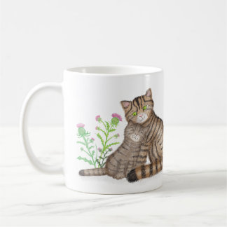 Taza De Café Cute Scottish Wildcat and kitten mug