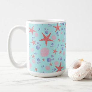 Taza De Café Cute Sea Shell starfish Coastal Summer Ocean Beach